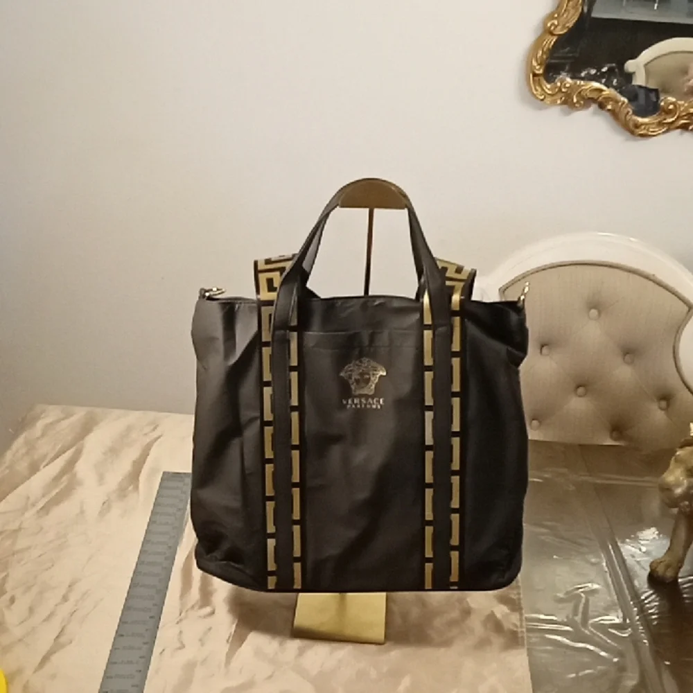 Versace Black and Gold Tote Bag with Gold Hardware NWOT